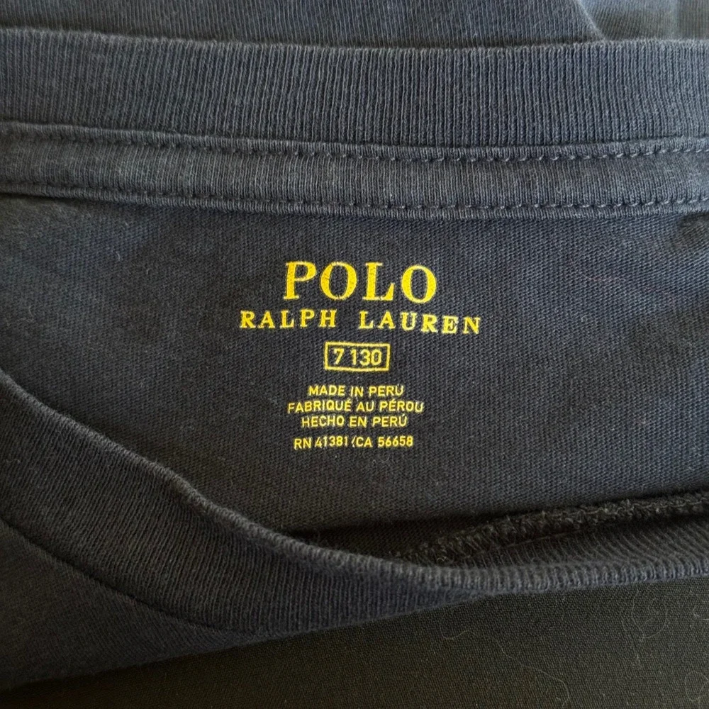 Polo Ralph Lauren Kids USA Flag T-Shirt Navy Blue‎ Cotton Size 7
